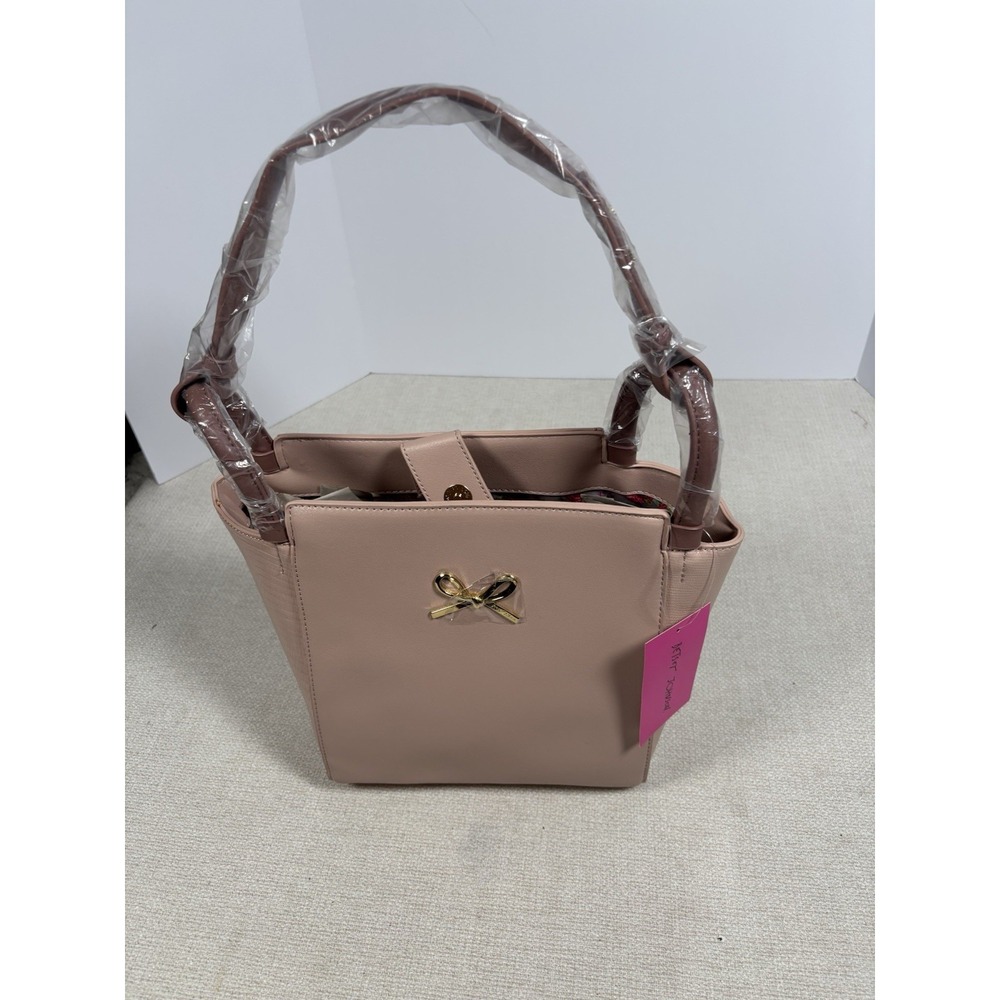 NWT Betsey Johnson Light Pink Bow Satchel Shoulder Bag Gold Tone Hardware